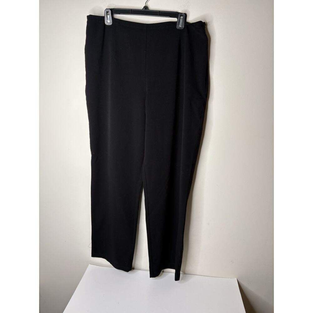 Chicos Design Women Size 3 US 16 Dress Pants Black Side Zip Pallazo Pants Career